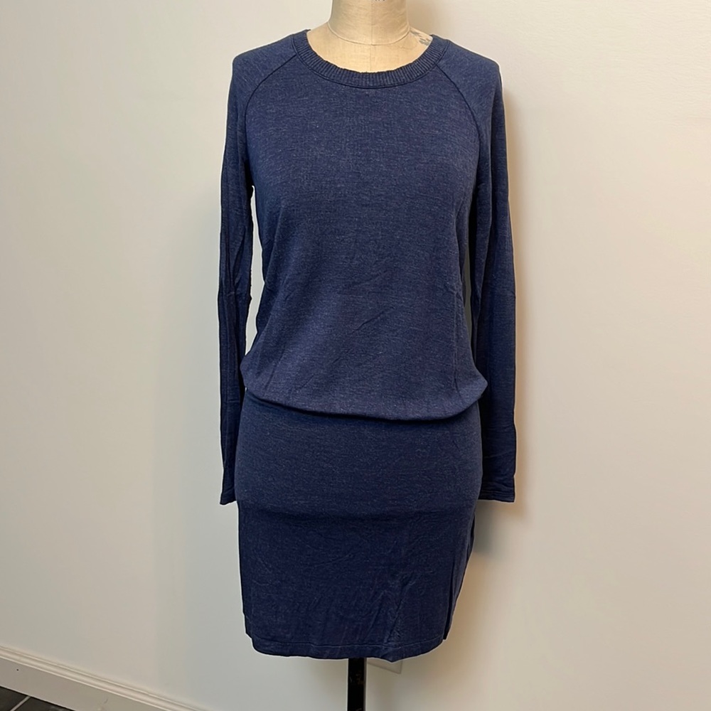 Heather Blue Knit Dress with Fitted Skirt